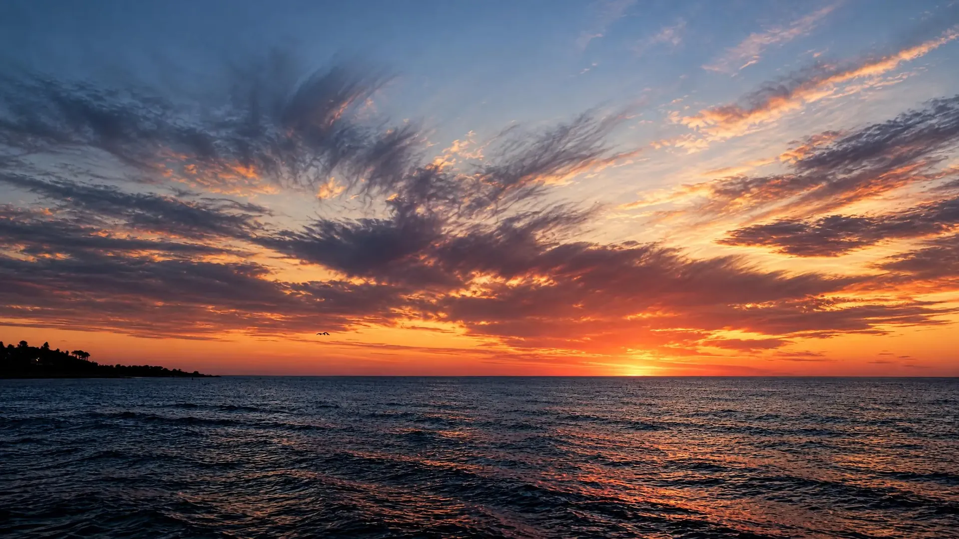 Frankston bay at sunset, with the headland.