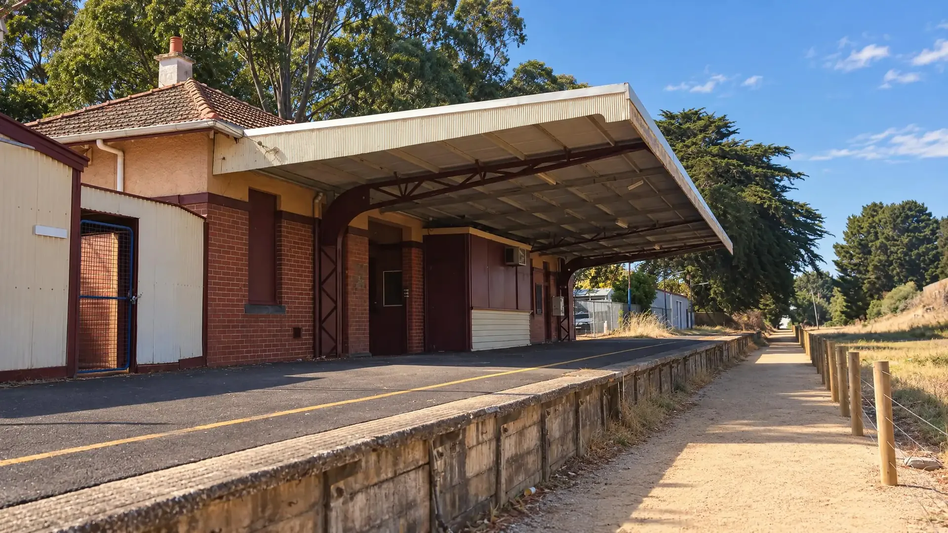 Leongatha station seen from the Great Southern Rail Trail.